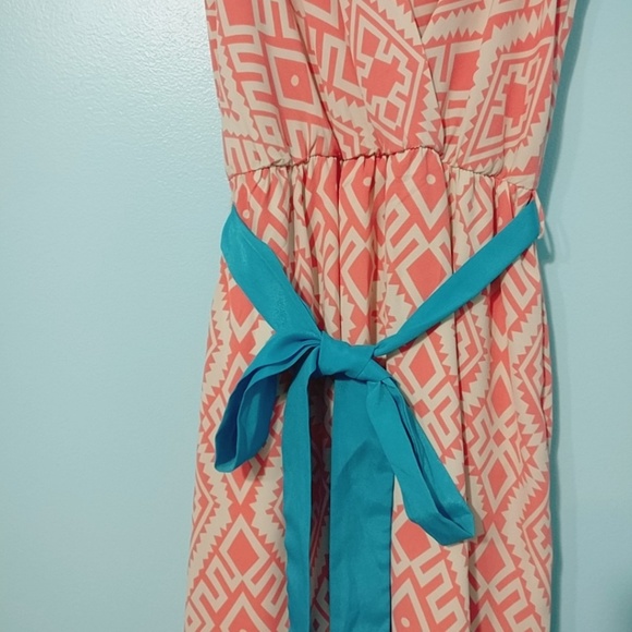 PINK OWL Coral Aztec Dress with Tie Waist - Picture 6 of 7